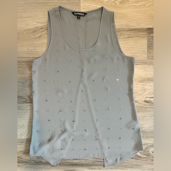 Express Gray Split Back Tank with Rhinestones - Size XS - Picture 1 of 6